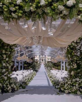 sophia richie wedding aisle with white flower